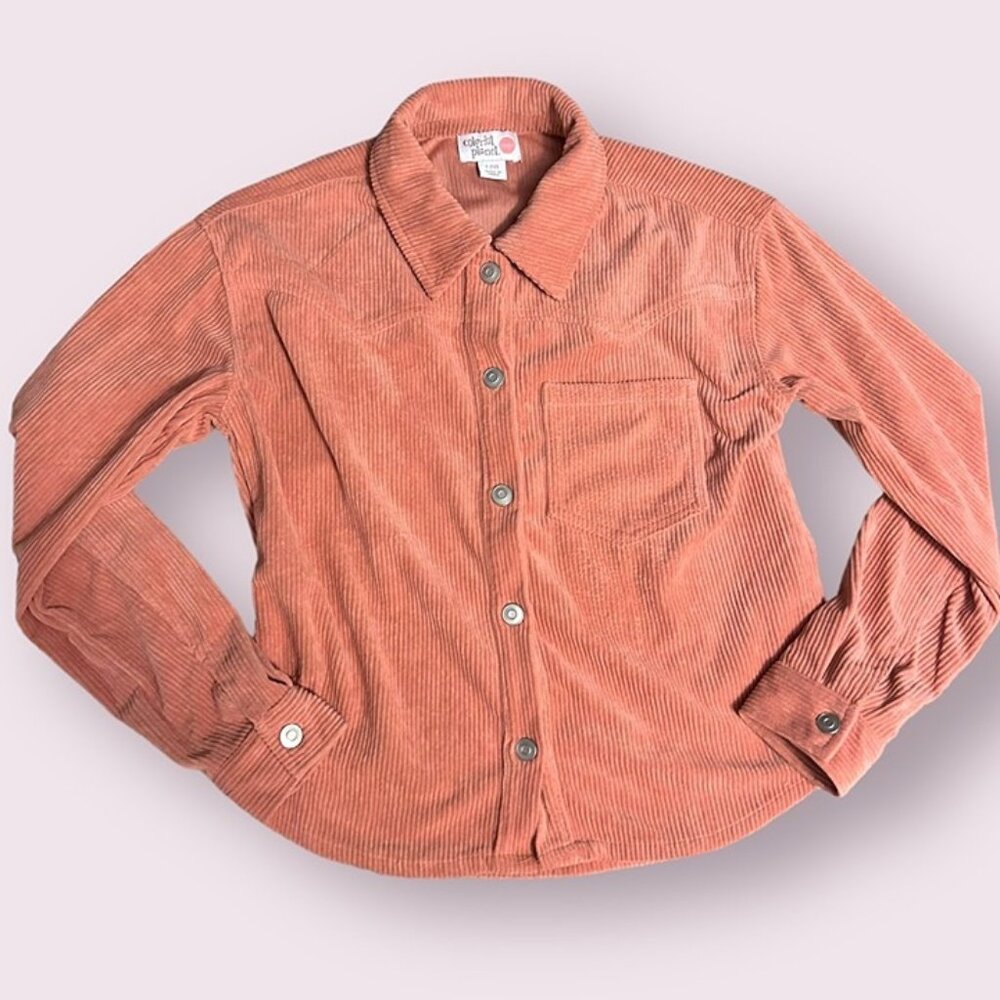 Girls Colorful Planet Corduroy Shacket Jacket Shirt Pink size 12